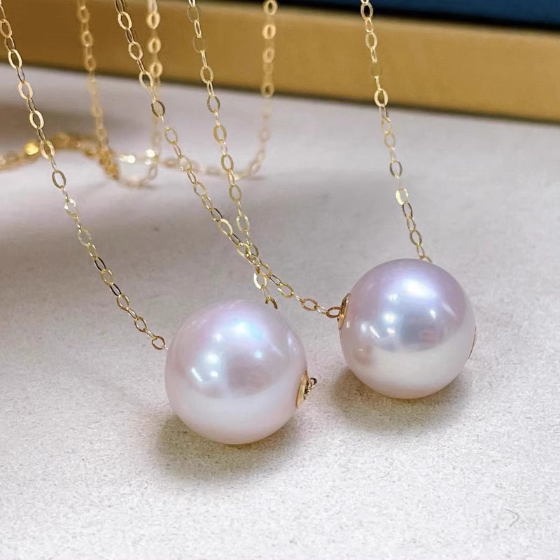 5A 12-13mm Round Pink Luster Pearl Bead, Strong Mirror Surface South Sea Pearl with 1.8mm Hole, 18K Gold Large Hole Pearl Wholesale