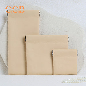 20pcs Lychee Pattern Faux Leather Snap Pouch | Custom LOGO Multi-Functional Storage Bag for Jewelry, Glasses & Necklaces