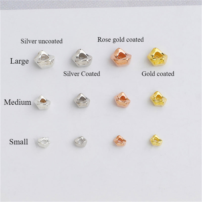 10pcs S925 Silver Irregular Round Spacer Beads