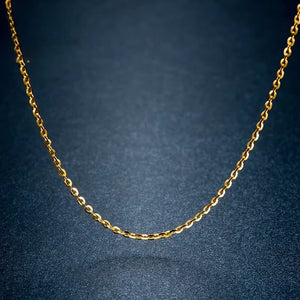 18K Gold O Chain Necklace AU750, Adjustable 40-50cm Flash O Link Collarbone Chain for Pendant