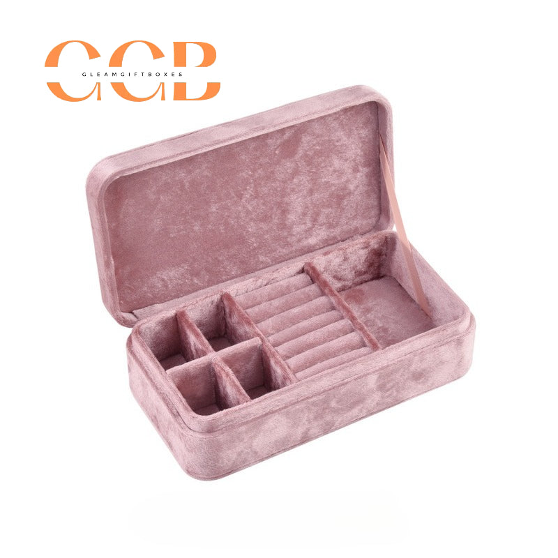 Velvet Multi-Compartment Jewelry Box, Organizer for Rings, Earrings & Necklaces, Vanity & Travel Storage