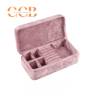 Velvet Multi-Compartment Jewelry Box, Organizer for Rings, Earrings & Necklaces, Vanity & Travel Storage