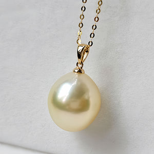 18K Gold 5A 11-14mm Rose Gold South Sea Pearl Pendant Necklace, Drop Shape High Luster Natural Sea Pearl, Luxury Jewelry, Pearl Wholesale