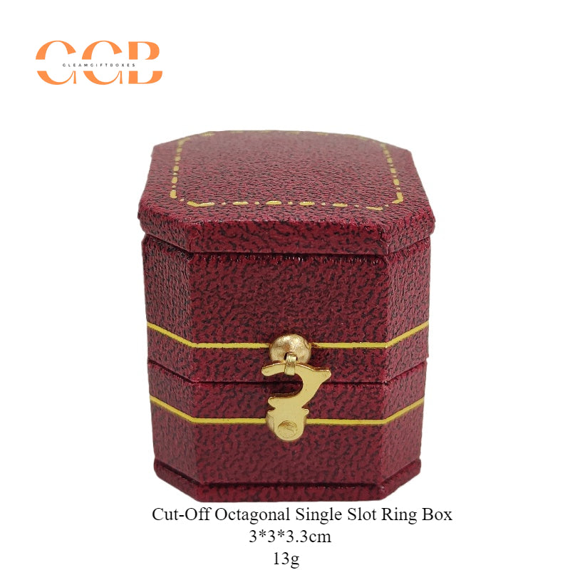 Octagon Vintage Velvet PU Leather Ring Box for Proposal or Wedding