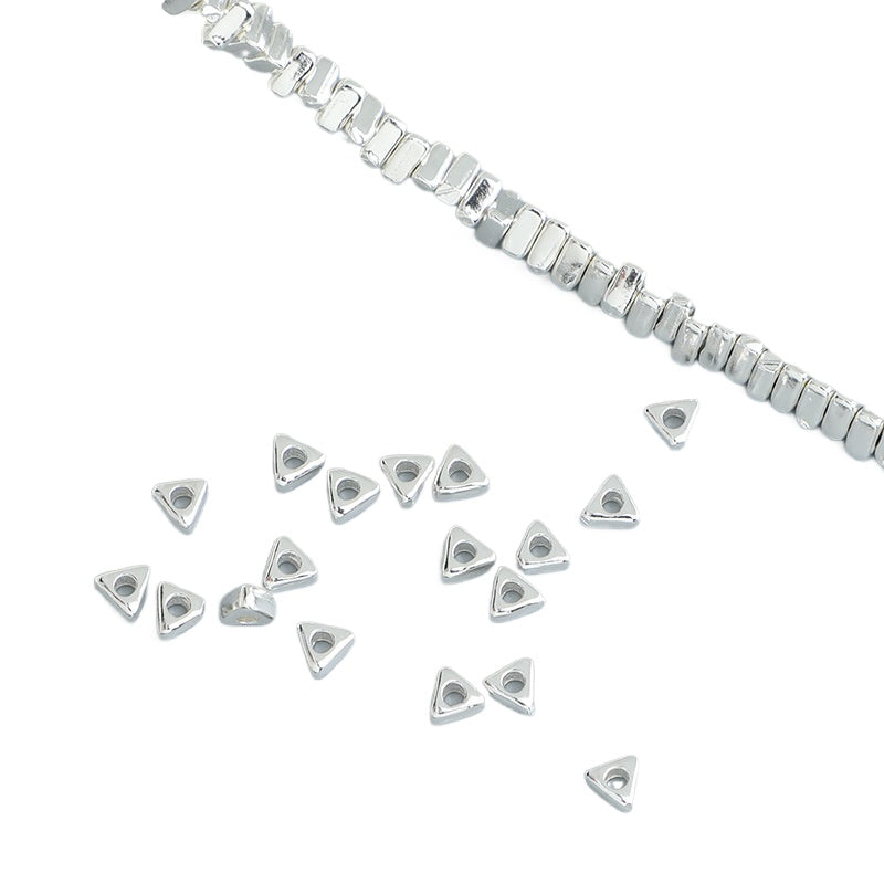 10pcs S925 Silver Triangle Spacer Beads