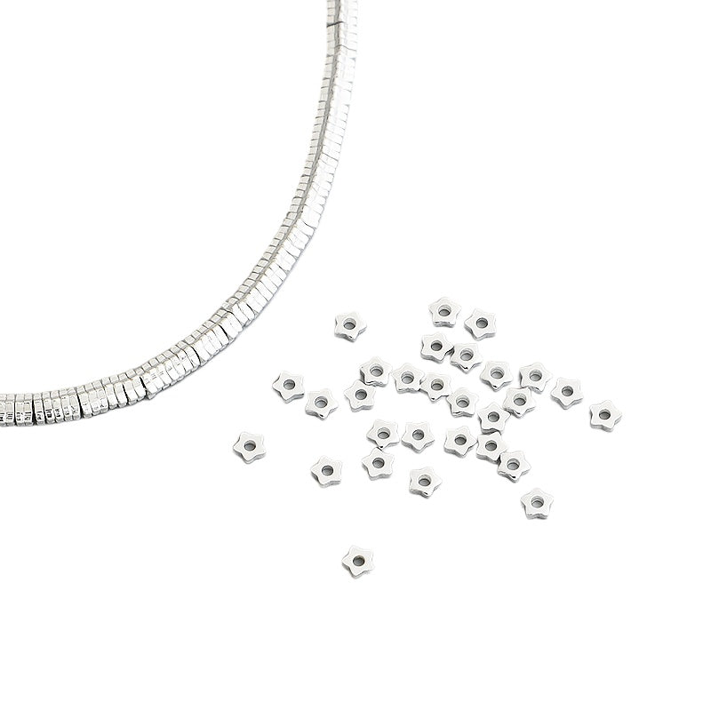 10pcs S925 Sterling Silver Star Spacer Beads (2.5mm) for DIY Jewelry Making