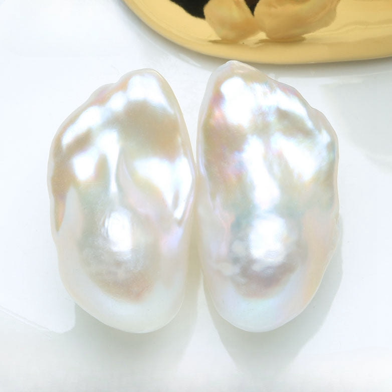 One Pair 4A Flameball Baroque Pearls 12×21mm, Irregular Loose Beads