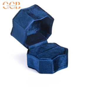 Octagon Velvet Ring Box, Elegant Engagement Proposal Ring Holder, Bridal Shower Gift Box, Wedding Ring Bearer Box, Photo Prop Ring Box