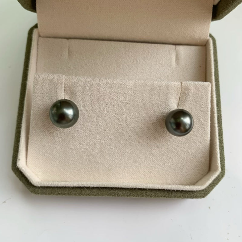 3A Tahitian Black Pearl Earrings 8–14mm in 18K Gold for Women