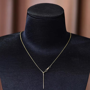 18K Gold Chain Necklace AU750, Adjustable Prime Cross Collarbone Chain Pin Style for Floating Pearl Pendant