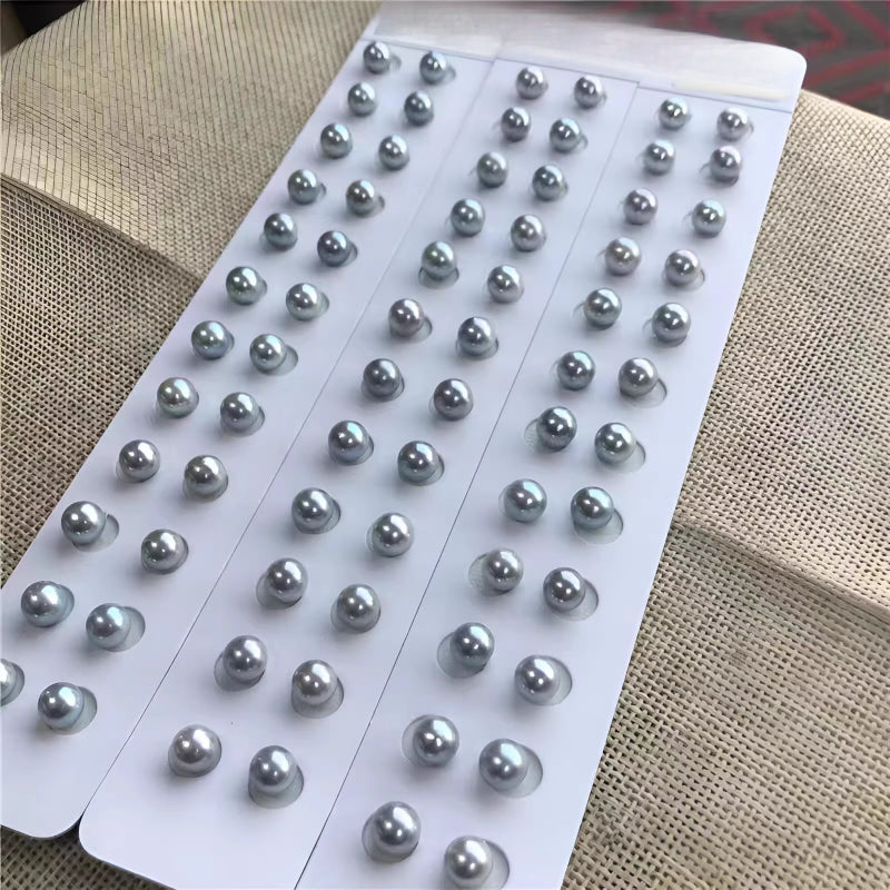 Natural Akoya Grey Blue Saltwater Pearl Beads for DIY Jewelry Making
