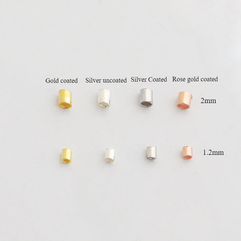 10pcs 1.2-2mm S925 Sterling Silver Tube Spacer Beads