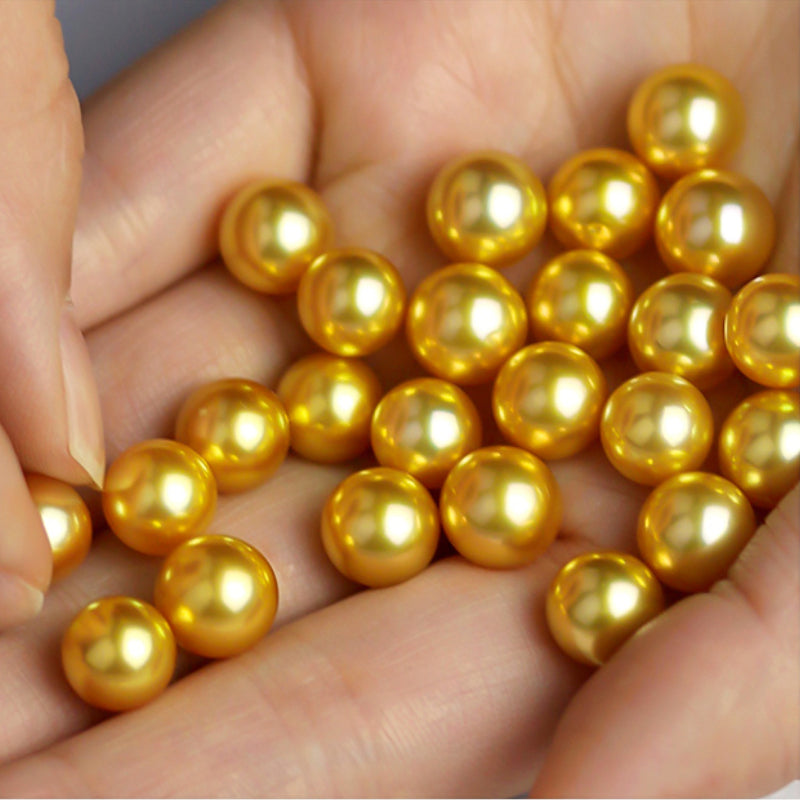 5A 13–14mm Deep Golden South Sea Pearl Pendant, Luxury 18K Gold Setting Gift for Mom, Round Sea Pearl No Chain Included