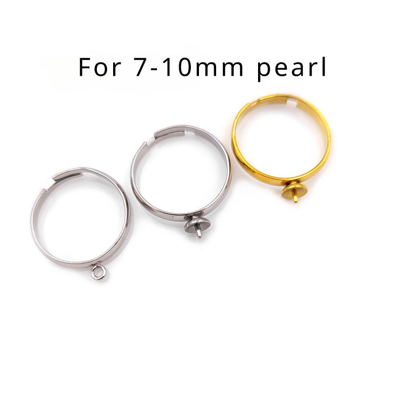 Stainless steel adjustable pearl ring setting