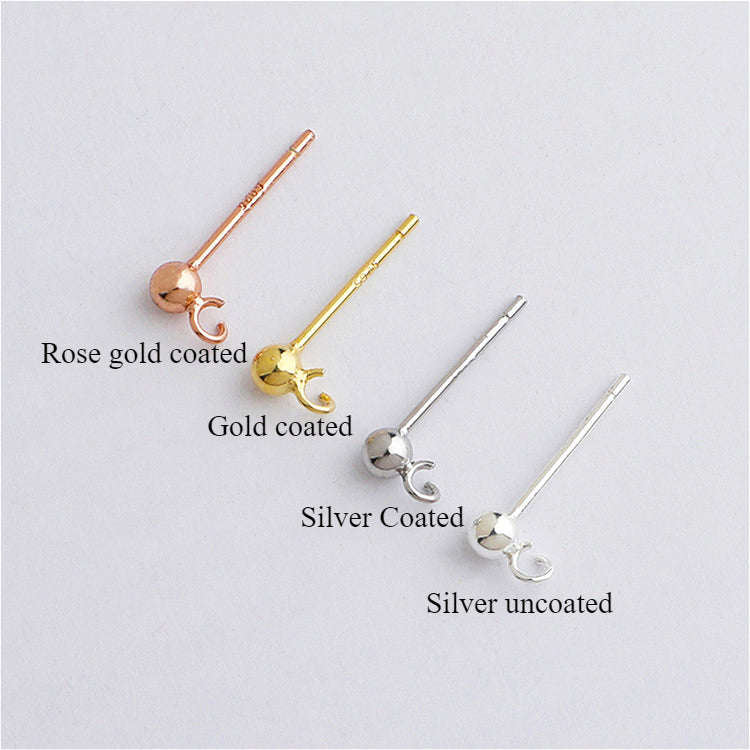 10pcs S925 Sterling Silver Open and Closed Hoop Round Bead Earring Post