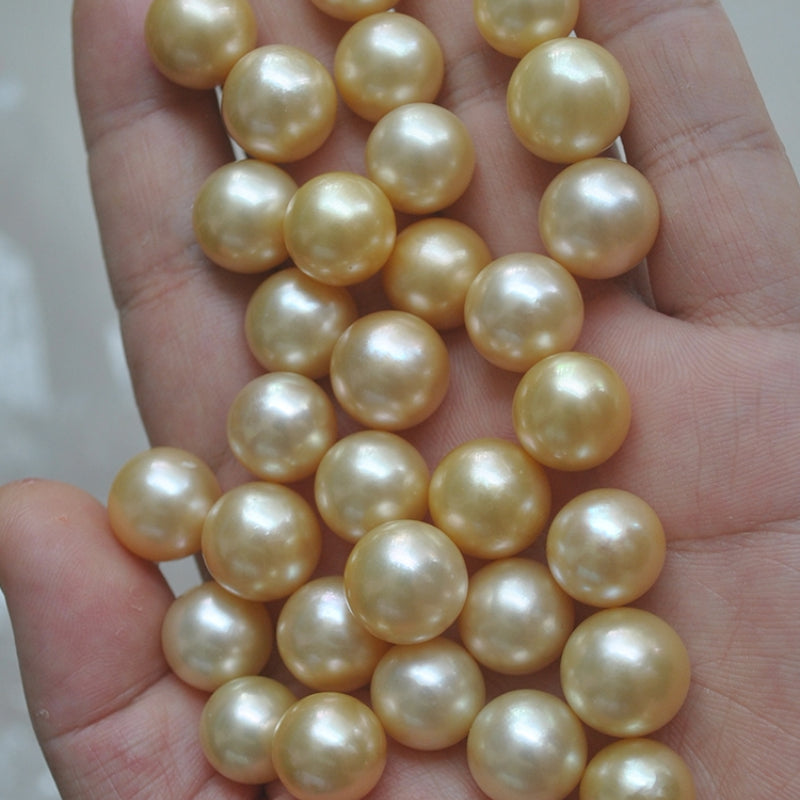 3A 9–16mm Light Golden South Sea Pearl, Round Loose Bead for Jewelry