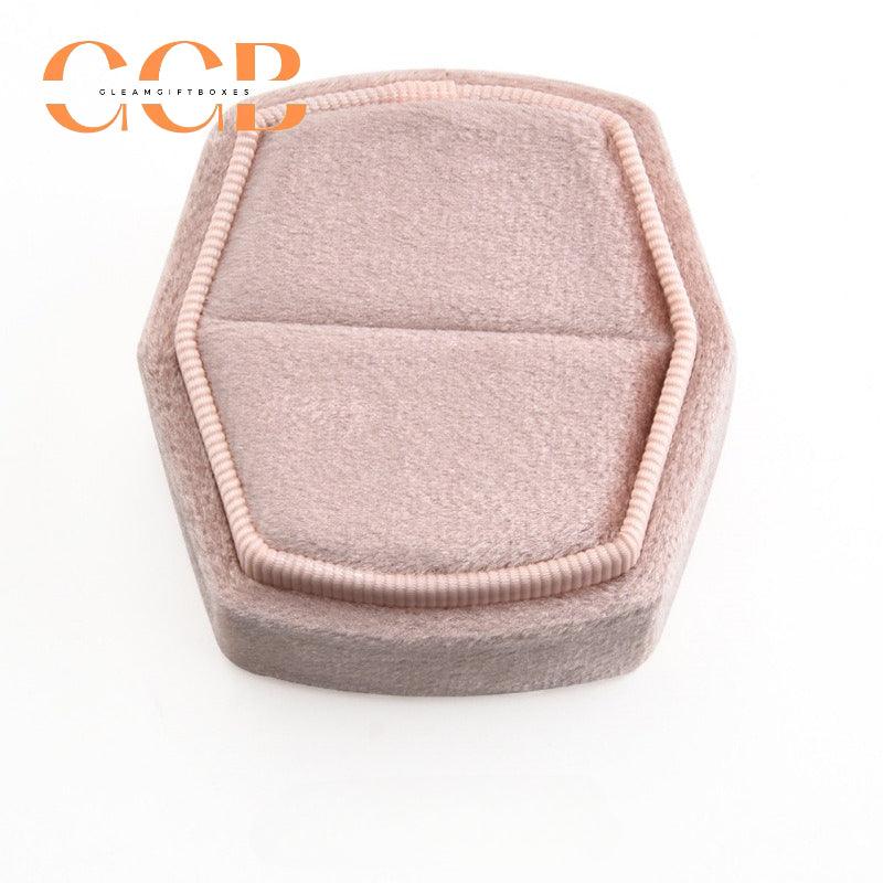 Hexagonal Velvet Ring Box with Lift-Off Lid，Elegant Engagement & Proposal Ring Holder, Wedding Photo Prop, Bridal Gift