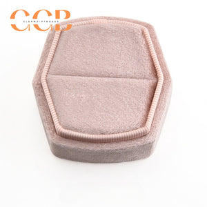 Hexagonal Velvet Ring Box with Lift-Off Lid，Elegant Engagement & Proposal Ring Holder, Wedding Photo Prop, Bridal Gift