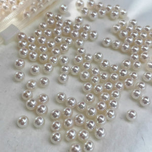 5A 4-10mm White Akoya Pearl, Natural Round Loose Pearl with Strong Luster and Minimal Blemish, Undrilled Half Drilled 1mm or Fully Drilled 0.7mm