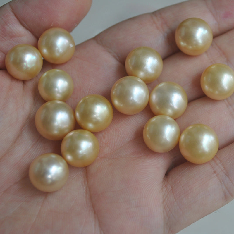 3A 9–16mm Light Golden South Sea Pearl, Round Loose Bead for Jewelry