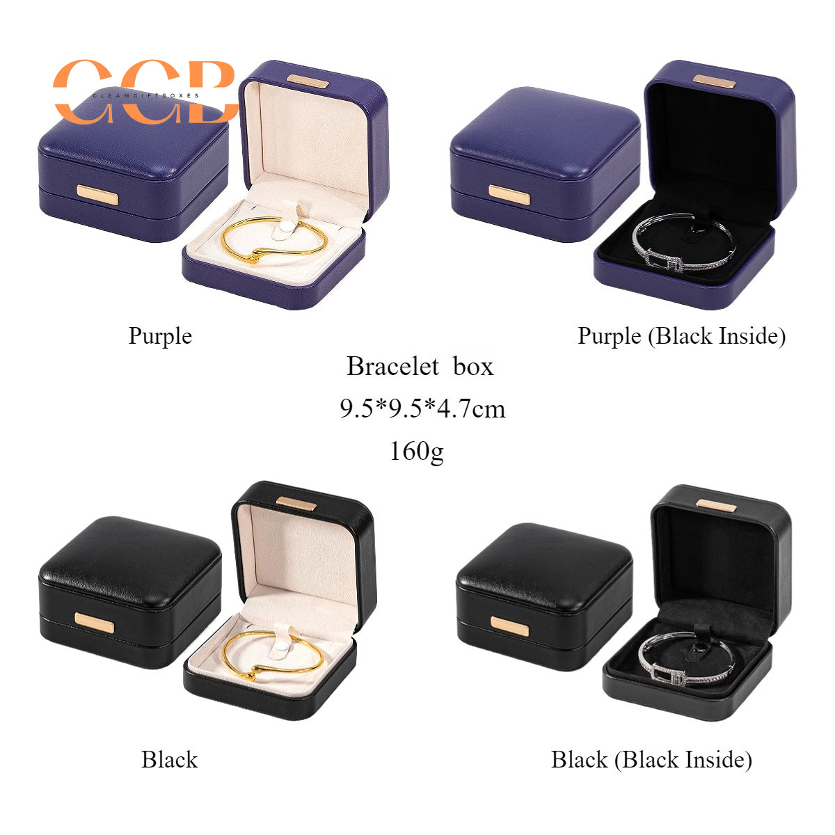 Black Luxury PU Jewelry Box for Ring Necklace Wedding Bands Proposal Engagement Diamond Stud Earrings Gift Packaging Case