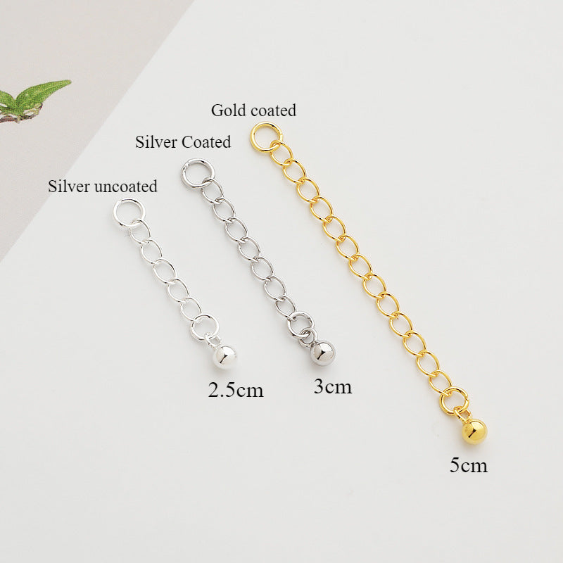 S925 Sterling Silver Extension Chain, Tail Chain DIY Bead Accessories 2.5-5cm