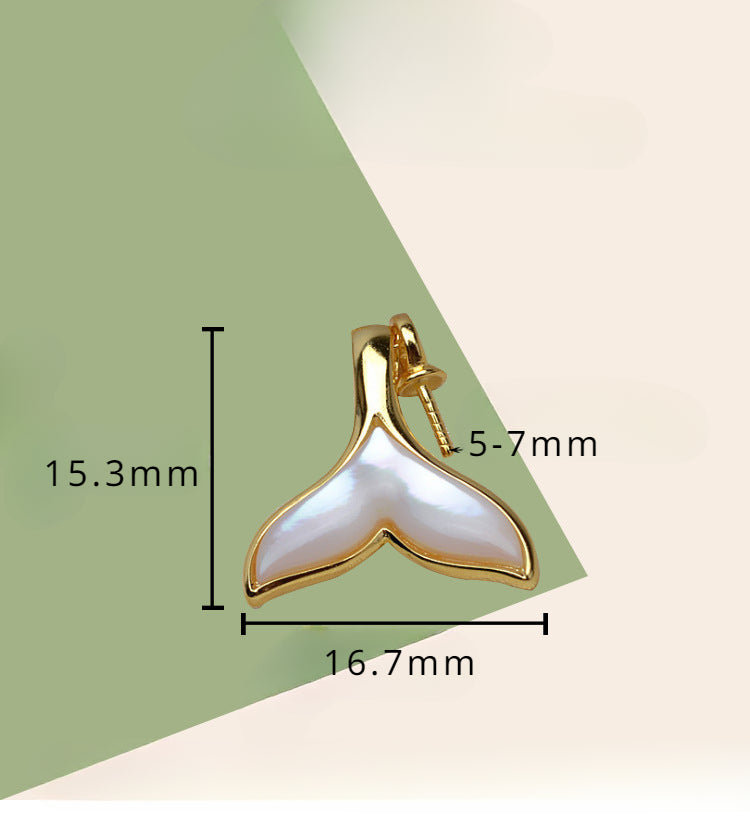 S925 Sterling Silver Mermaid Tail Pearl Setting for Jewelry Making