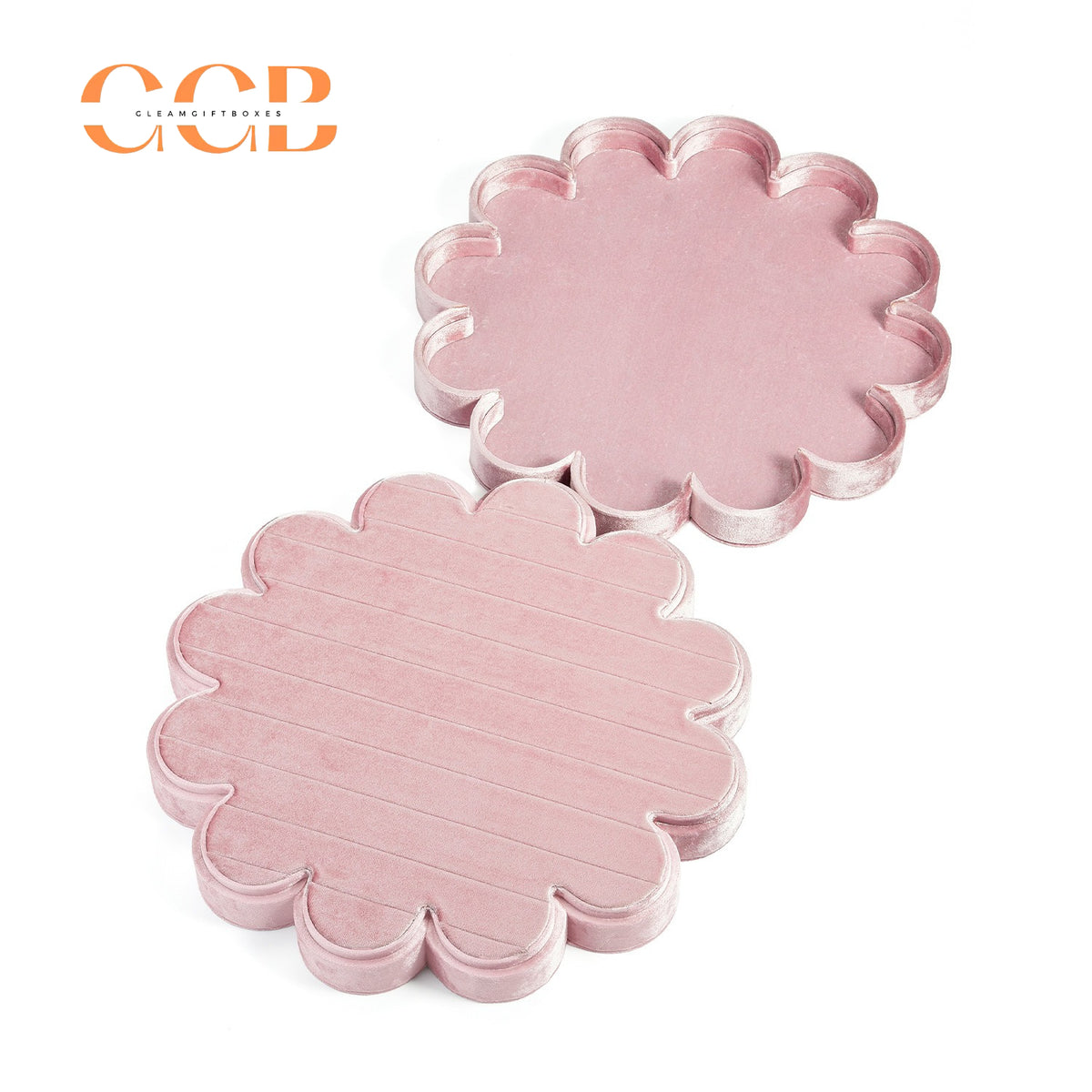 Pink Ring Display Tray, Scalloped Jewelry Organizer, Velvet Ring Holder, Cute Jewelry Display, Gift for Her