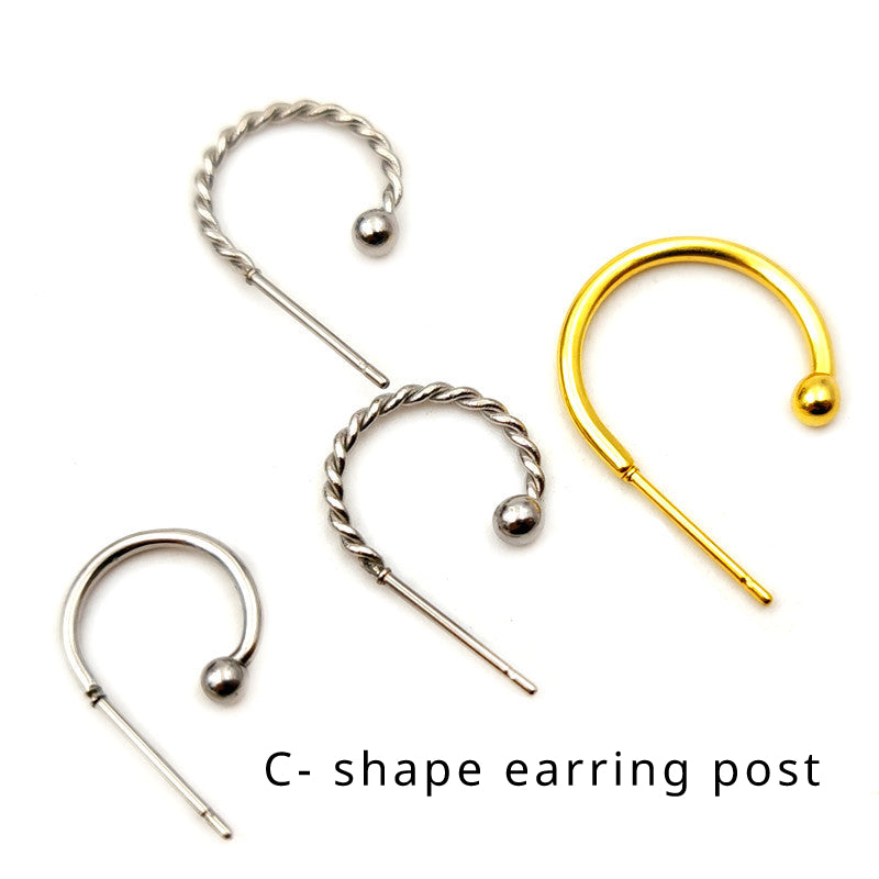 Stainless steel C Shape Earring Post