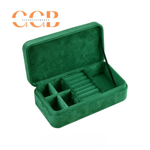 Velvet Multi-Compartment Jewelry Box, Organizer for Rings, Earrings & Necklaces, Vanity & Travel Storage