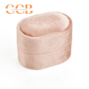 Velvet Oval Ring Box, Single, Double or Triple Slot Jewellery Box，Plush Lined Holder for Wedding & Engagement Rings, Proposal Photo Prop & Bridal Accessory