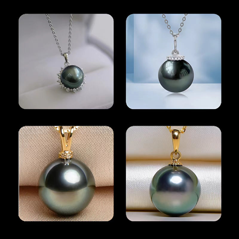 Tahitian Black Pearl Undrilled Bead, Natural Round Sea Pearl for DIY