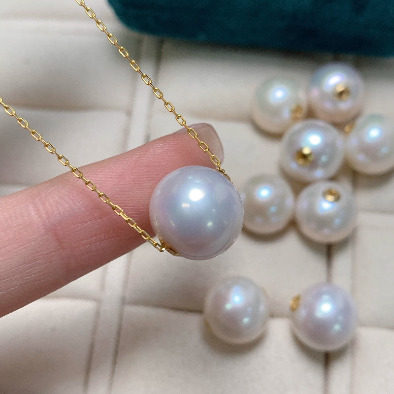3a 12-13mm 白色圆光路路通 1.a3A 12-13mm White Round Pearl Bead Lu Lu Tong, Strong Luster Freshwater Pearl with 1.8mm Large Hole for DIY Jewelry Making Wholesale8mm孔