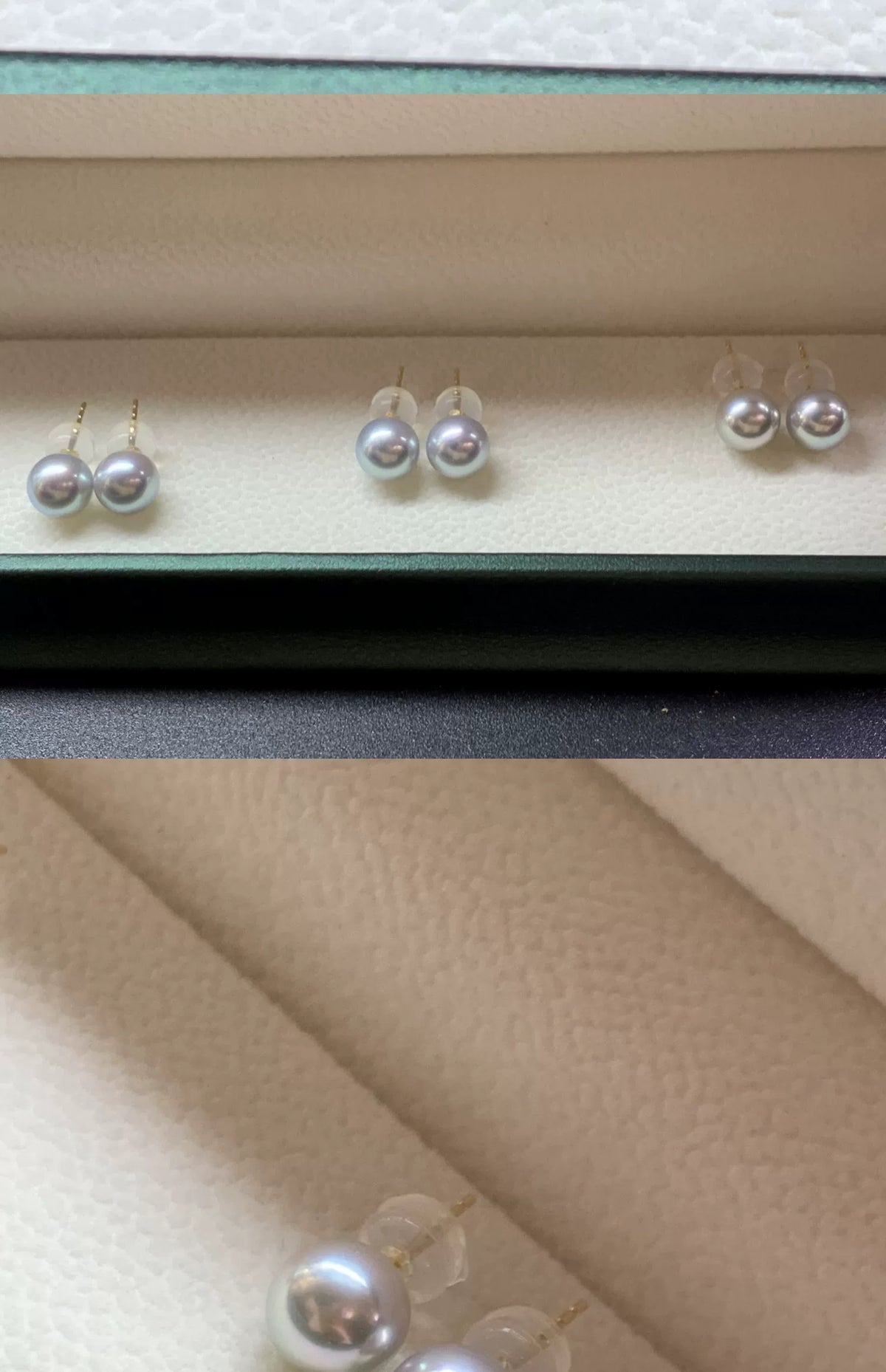 4A 5-9mm Blue Rose Akoya Pearl Earrings, Natural Round Saltwater Pearls with 18K Gold Stud Setting High Luster Slight Blemish Jewelry