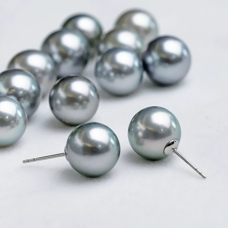 5A 9-14mm 18K Gold Tahitian Gray Loose Round Pearl, Platinum Grey Pearl