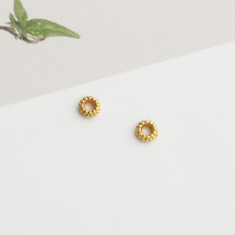 10pcs S925 Sterling Silver Gold-Plated Mini Round Spacer Beads