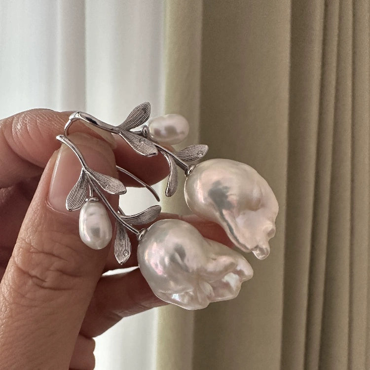 S925 Sterling Silver Leaf Branch Earring Setting