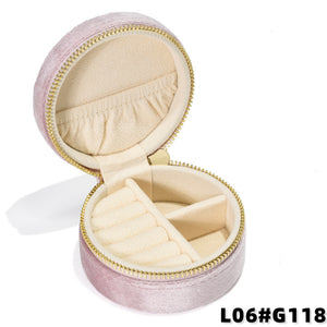 Round Velvet Travel Jewelry Case, Mini Zipper Organizer for Rings, Earrings & Necklaces, Bridesmaid Gift, Travel Accessory