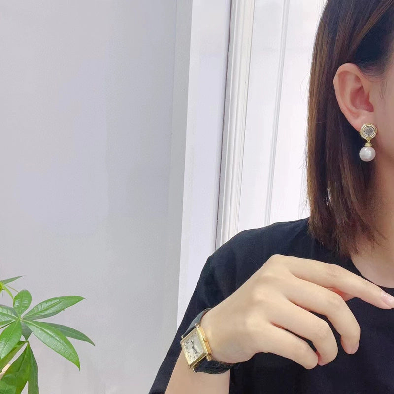 S925 Sterling Silver Gold Coin Earring Setting