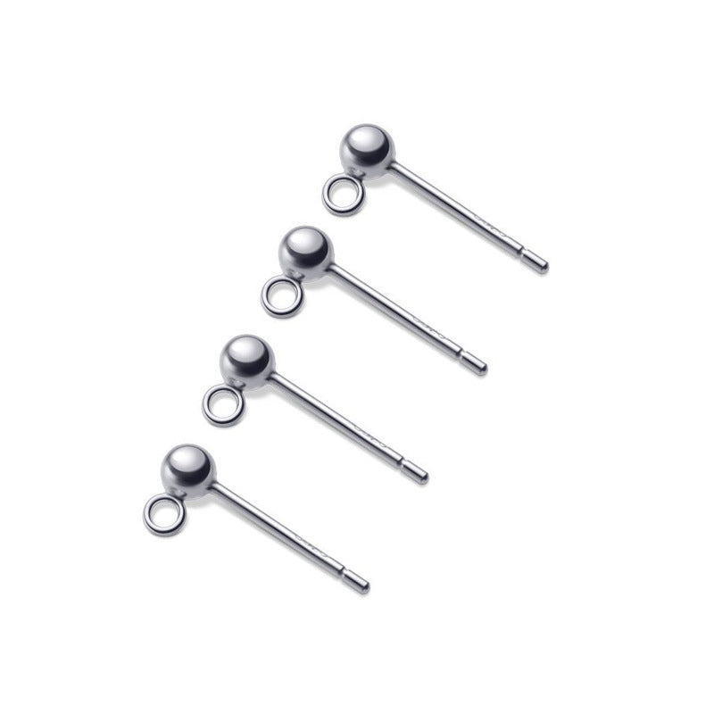 10pcs S925 Sterling Silver Open and Closed Hoop Round Bead Earring Post
