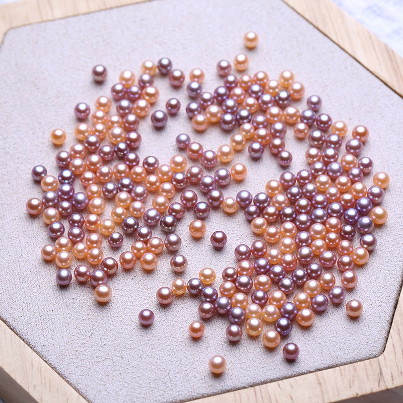 4A 3–8mm Purple Round Freshwater Pearl Beads, Drilled Strand Bulk