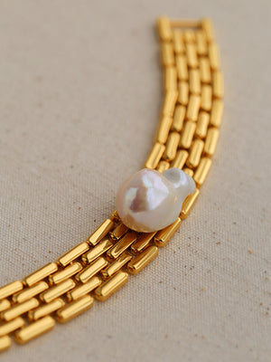 Baroque pearl watch alike bracelet