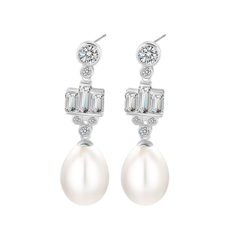 sterling silver pearl earrings queen style setting