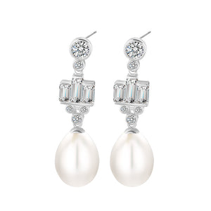 sterling silver pearl earrings queen style setting