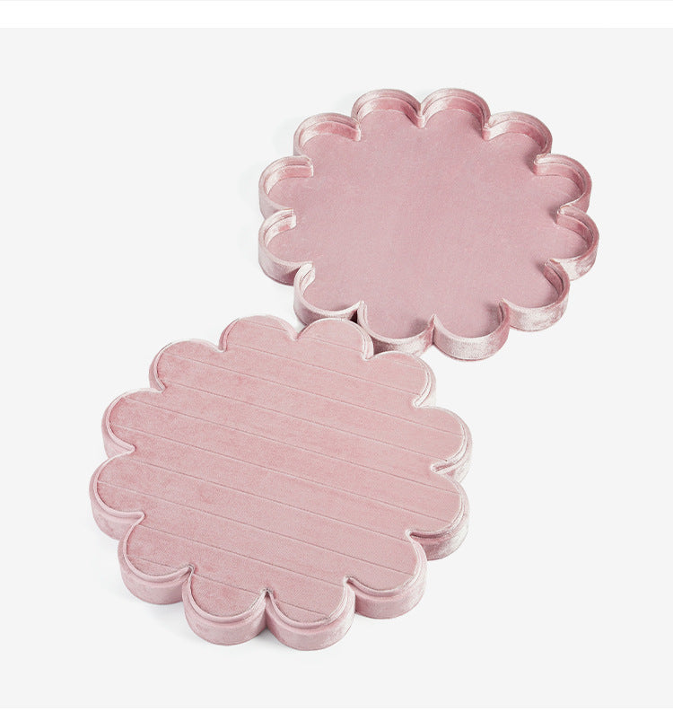 Pink Ring Display Tray, Scalloped Jewelry Organizer, Velvet Ring Holder, Cute Jewelry Display, Gift for Her