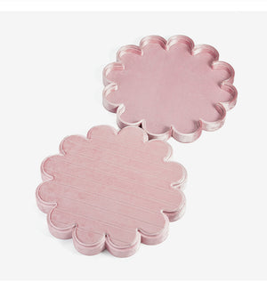 Pink Ring Display Tray, Scalloped Jewelry Organizer, Velvet Ring Holder, Cute Jewelry Display, Gift for Her