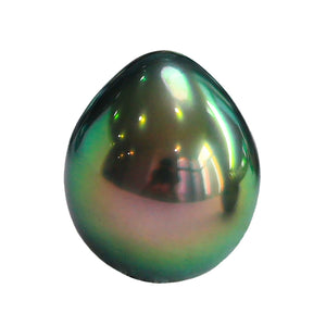 3A 9–12mm Peacock Green Tahitian Pearl Drop Oval Bead, Natural Sea Pearl with Ridges, Loose Undrilled for Pendant Ring Earring Custom