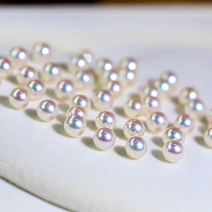 5A 4-10mm White Pink Overtone Akoya Pearl, Natural Round Saltwater Pearl High Luster Loose Pearl