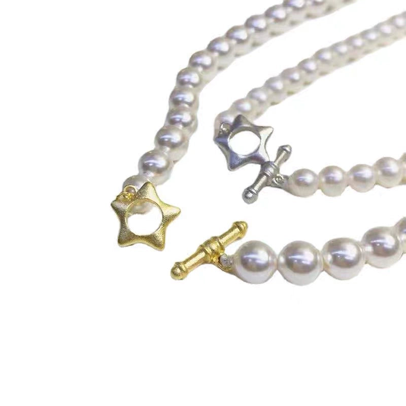 S925 Sterling Silver Matte Finish Five-Pointed Star OT Clasp for Jewelry Making