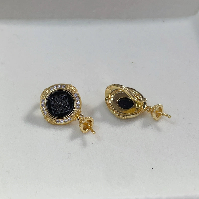 S925 Sterling Silver Gold Coin Earring Setting